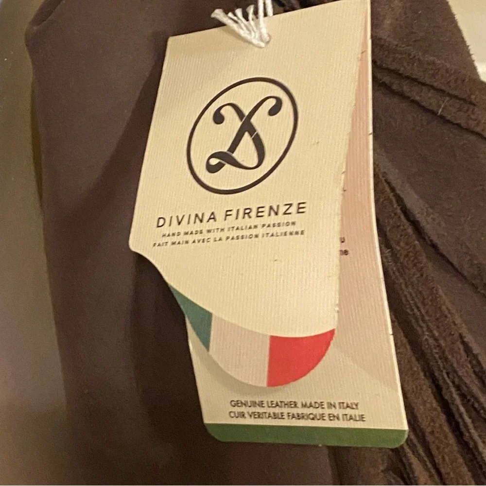 Divina Firenze Brown Suede Fringe Hobo Bag NWT